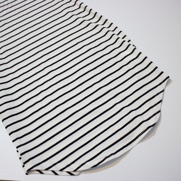 White Black Striped Embroidered T-Shirt Dress - Picture 7 of 8